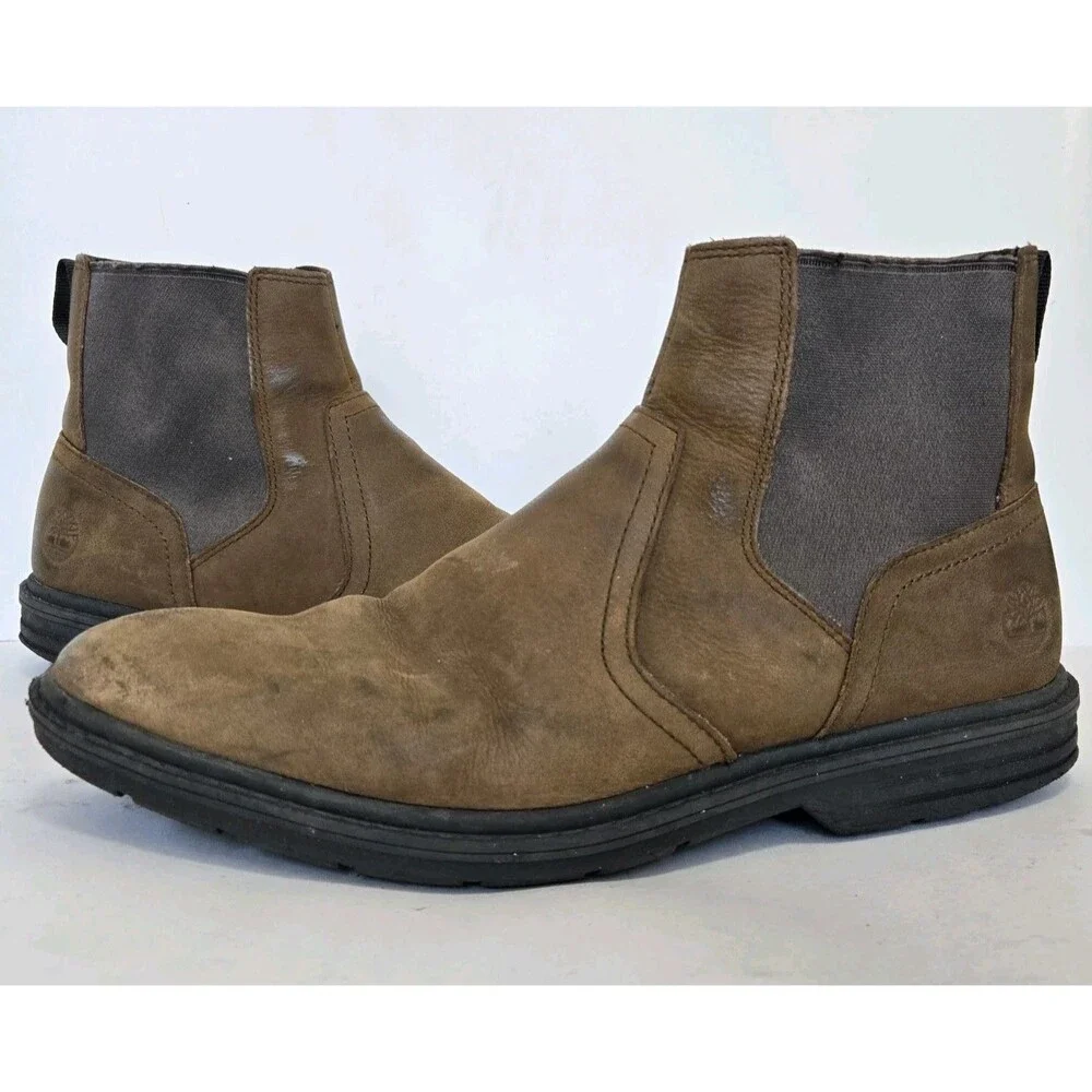 Timberland Boots Mens Size 9 Sawyer Lane Chukka Brown Nubuck Shoes A1QCO